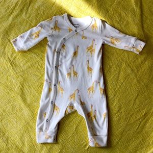 *EUC* Pehr Baby Organic kimono Romper Giraffe 3-6